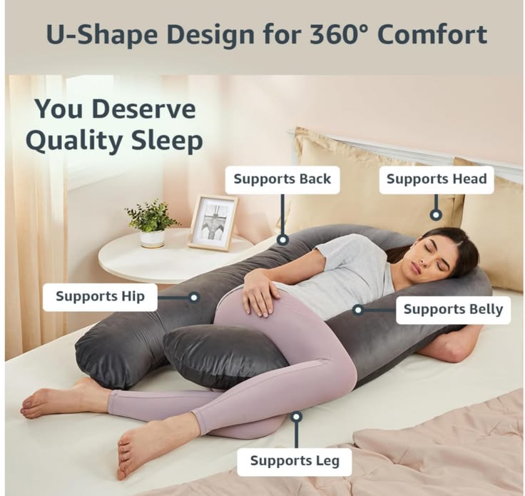 Premium U-Shaped Pregnancy Pillow for Better Sleep & Full Body Support